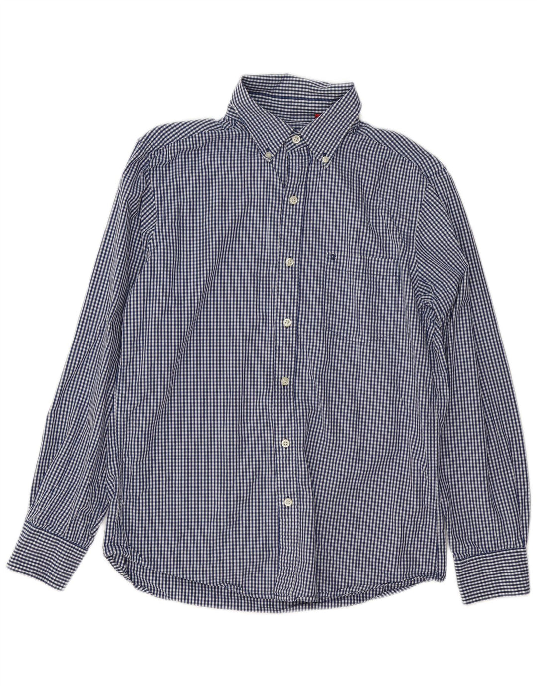 Izod Herre Coupe Ajustee Slim Fit skjorte Medium Blue Gingham Cotton