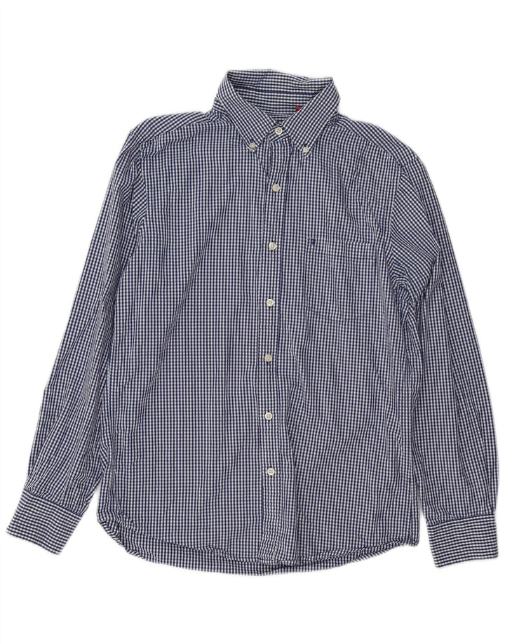Izod Herre Coupe Ajustee Slim Fit skjorte Medium Blue Gingham Cotton