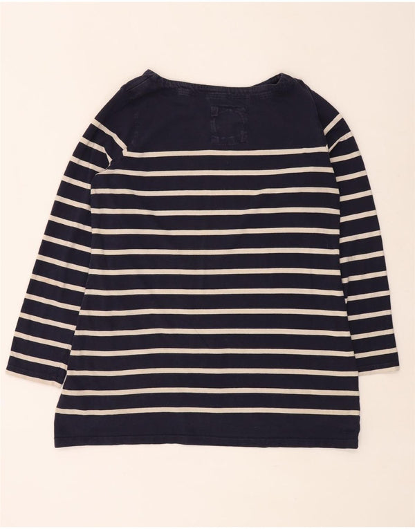 FAT FACE Dame Top Langærmet UK 18 XL Marineblå Stribet Bomuld