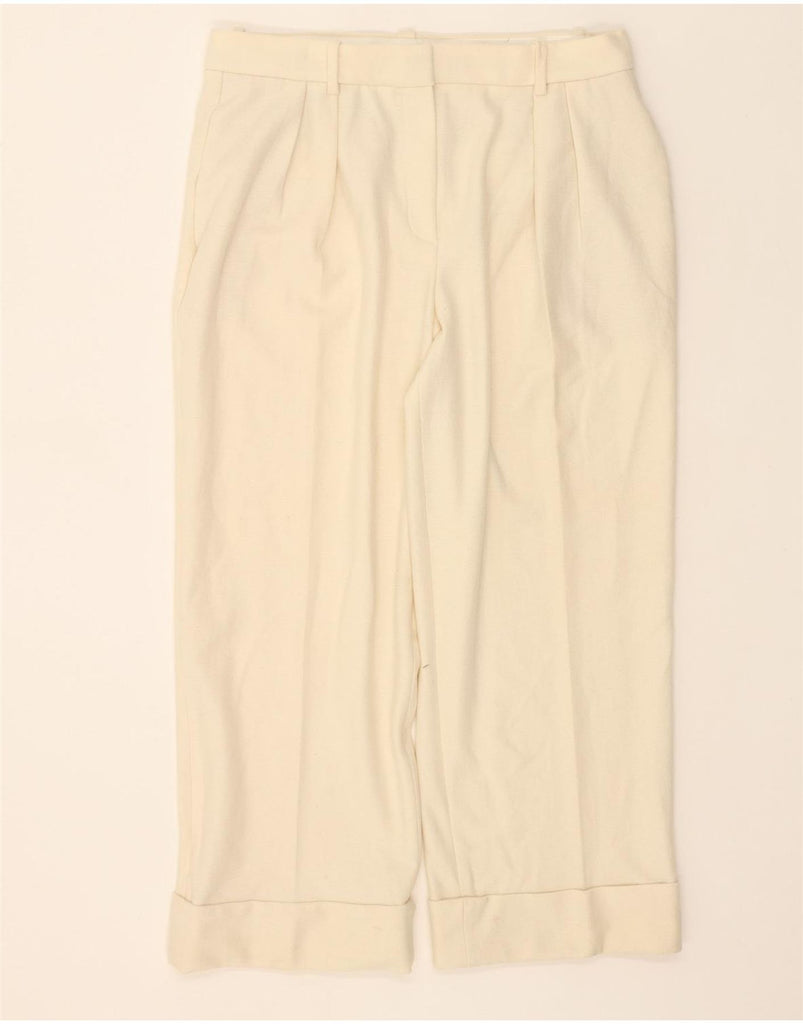MASSIMO DUTTI Womens Pegged Cropped Trousers W37 L26 Off White Viscose Vintage Massimo Dutti and Second-Hand Massimo Dutti from Messina Hembry 