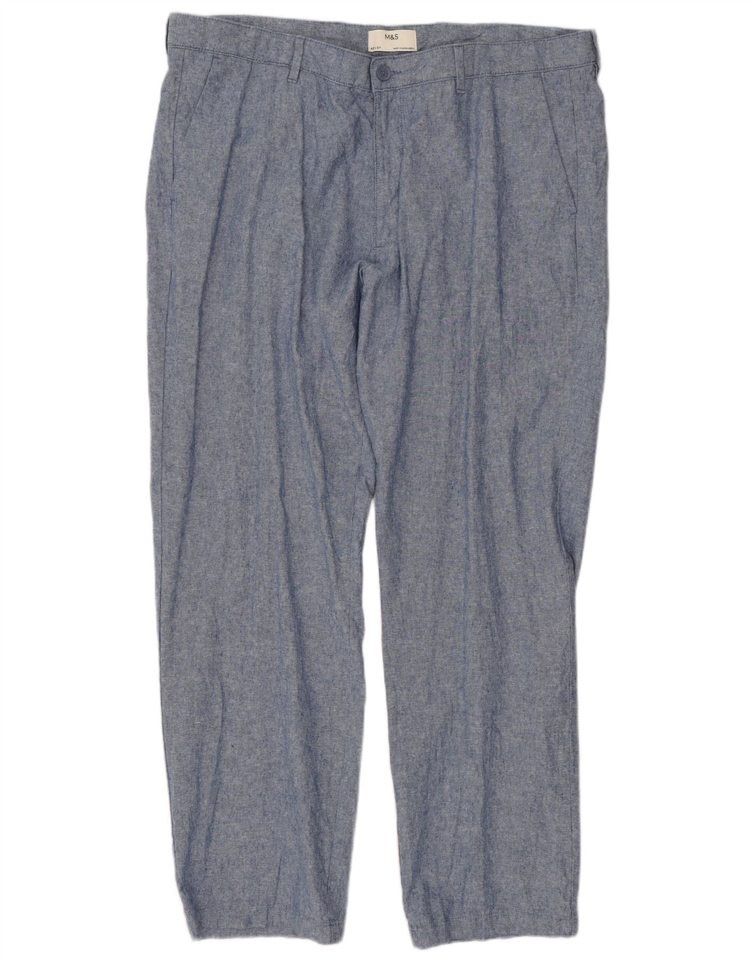 Marks & Spencer Straight Chino-bukser til mænd W42 L31 Blå hør