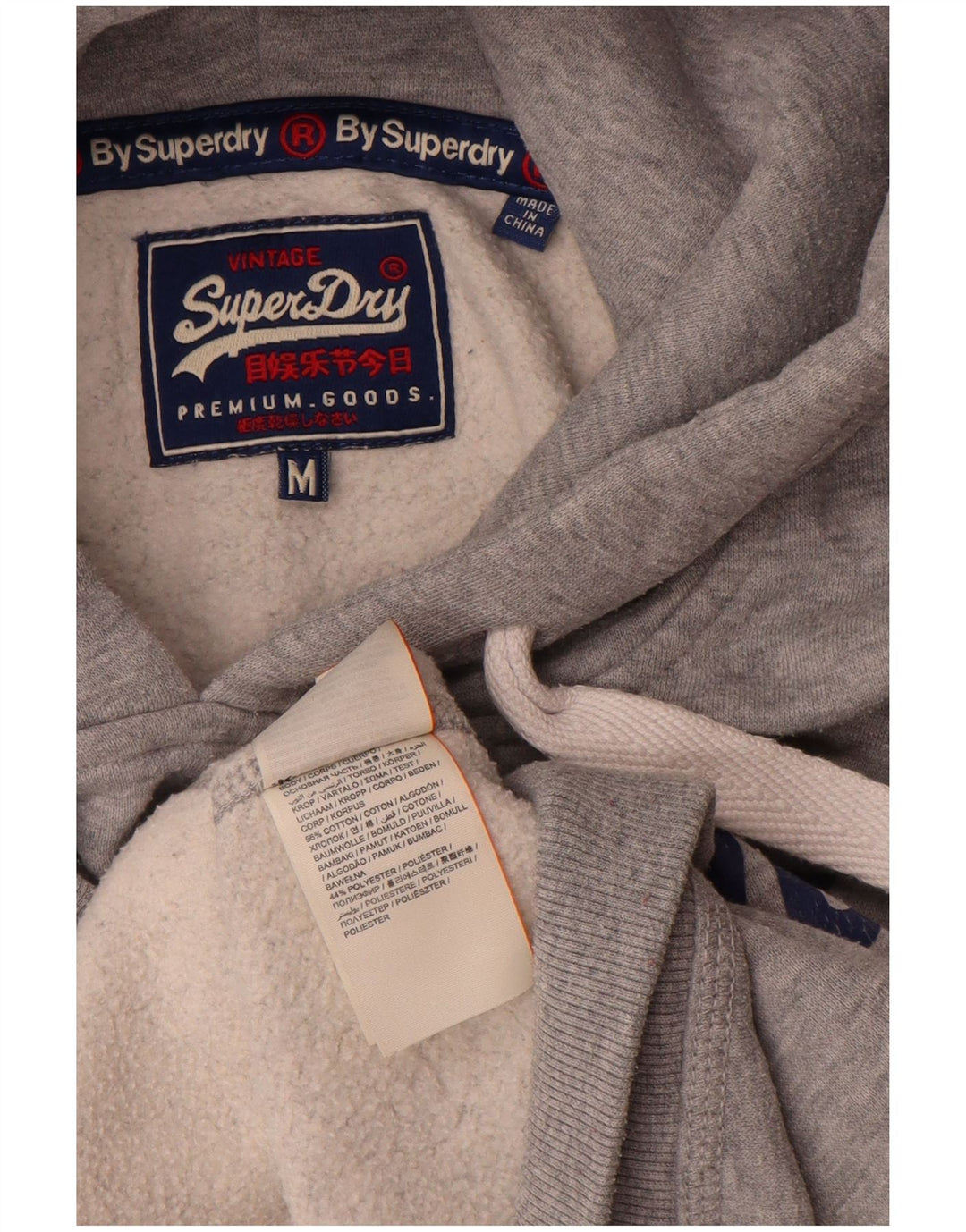 Superdry Grafisk hættetrøje til mænd mellemgrå flækket bomuld