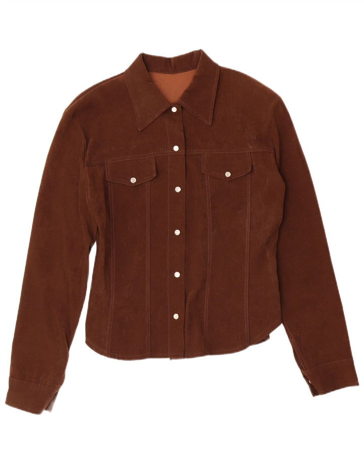 VINTAGE Womens Bomber Jacket UK 12 Medium Brown