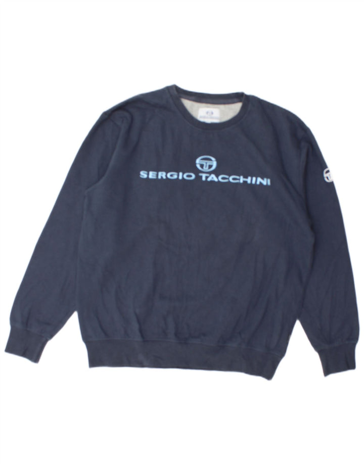 SERGIO TACCHINI Grafisk sweatshirt til mænd Medium marineblå bomuld