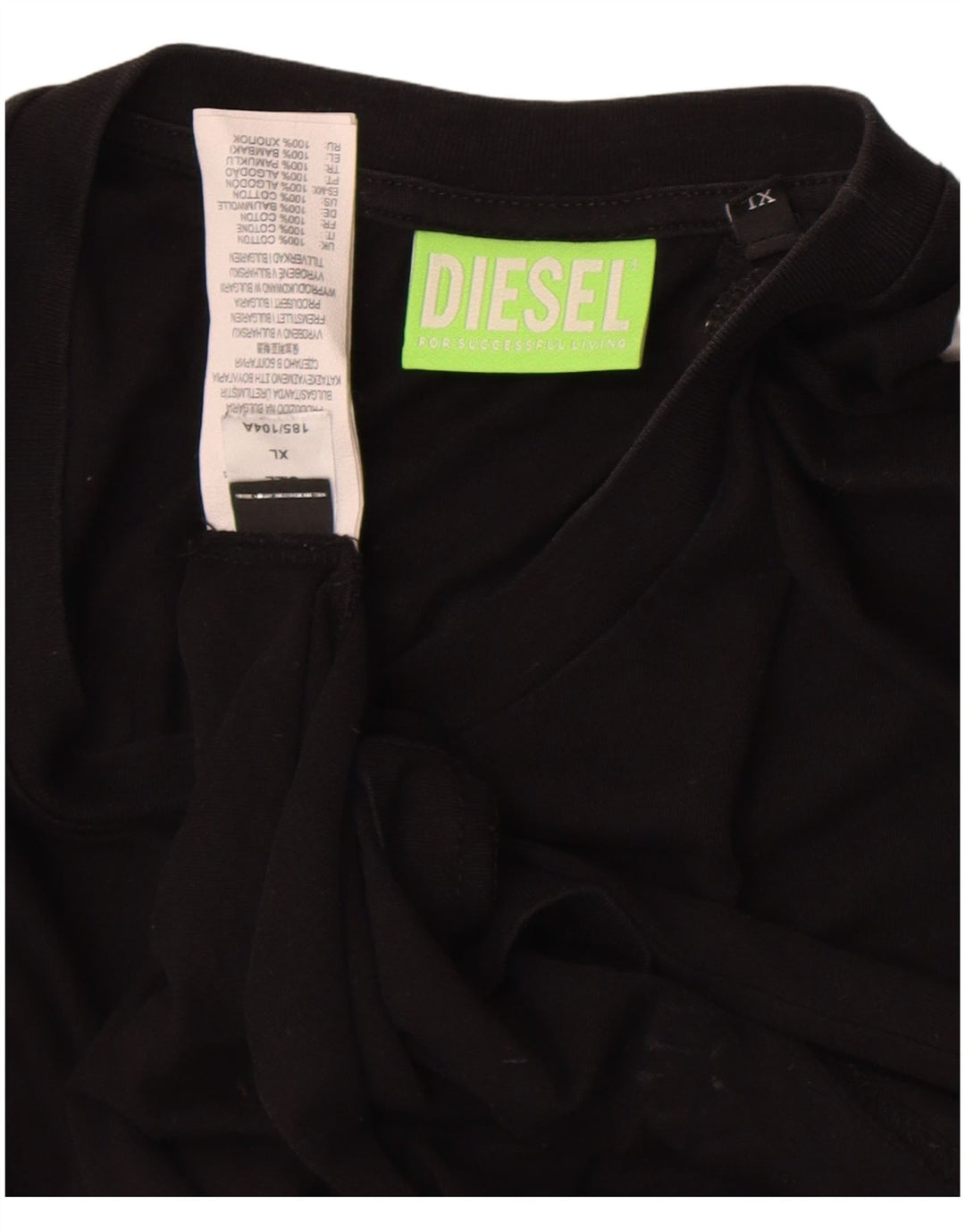 Diesel Herre Grafisk T-Shirt Top XL Sort Bomuld