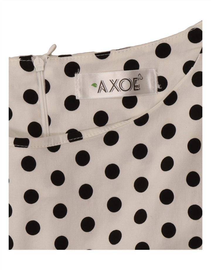 VINTAGE Womens A-Line Dress UK 10 Small White Polka Dot Vintage Vintage and Second-Hand Vintage from Messina Hembry 