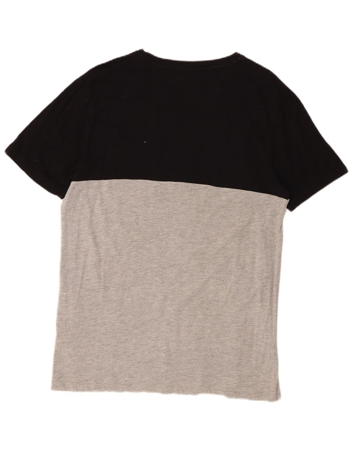 JACK & JONES Herre grafisk T-shirt Top XL Sort Colourblock Bomuld