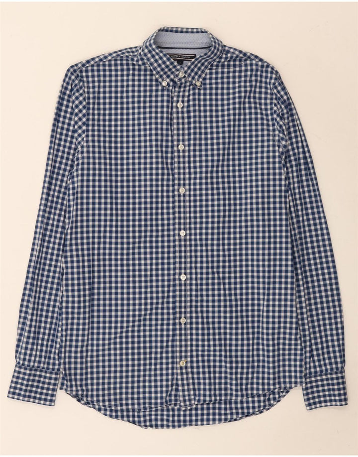 Tommy Hilfiger Herre Slim Fit Skjorte Lille Blå Gingham Bomuld
