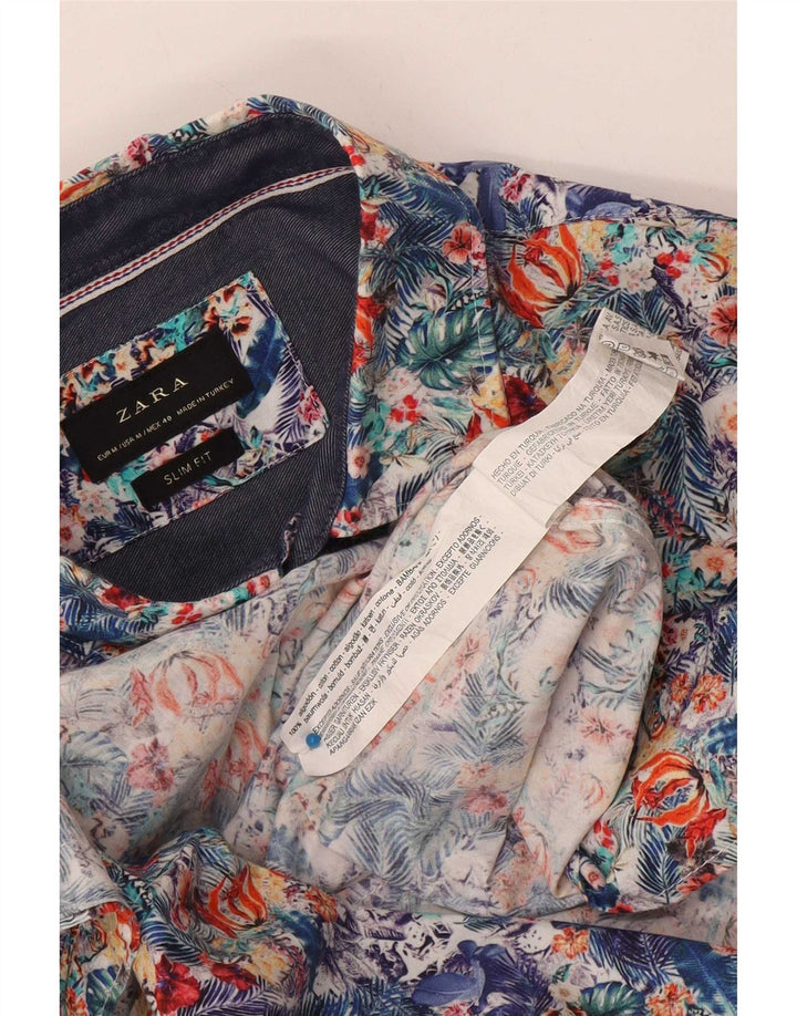 Zara Herre Slim Fit skjorte Medium Flerfarvet Blomsterbomuld
