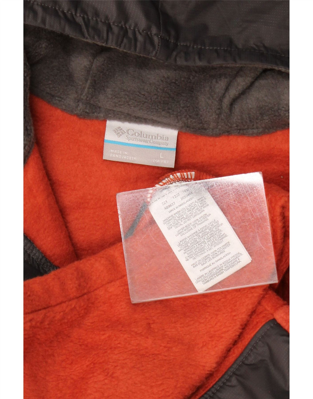 COLUMBIA fleecejakke med hætte til drenge 14-15 år, stor grå farveblok