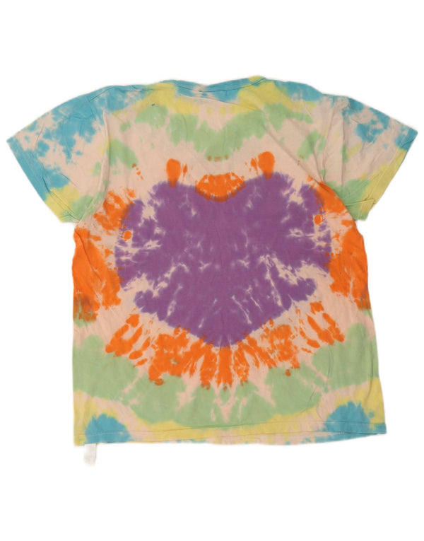 Diadora Dame T-Shirt Top UK 16 Stor Flerfarvet Tie Dye Bomuld