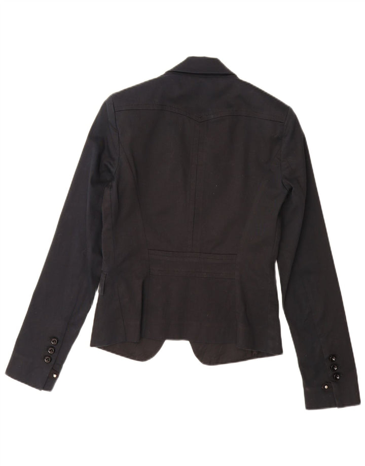 PINKO Dame 1 Knap Blazer Jacket UK 10 Small Black Bomuld