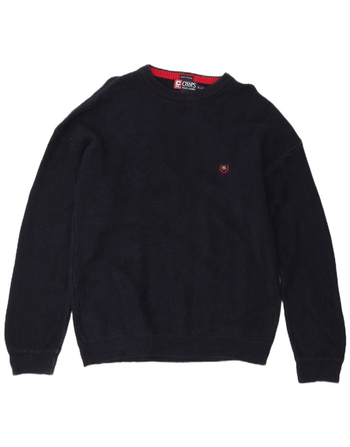 CHAPS RALPH LAUREN Herre Boat Neck Jumper Sweater XL Navy Blue Herringbone