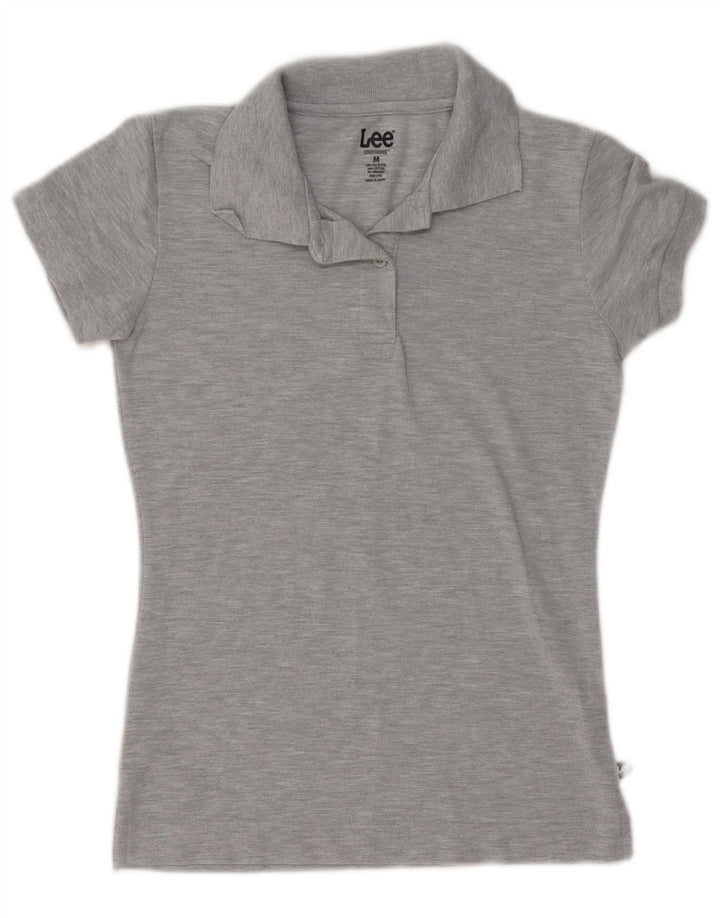 Lee Dame Polo Shirt UK 12 Medium Grey Flecked Bomuld