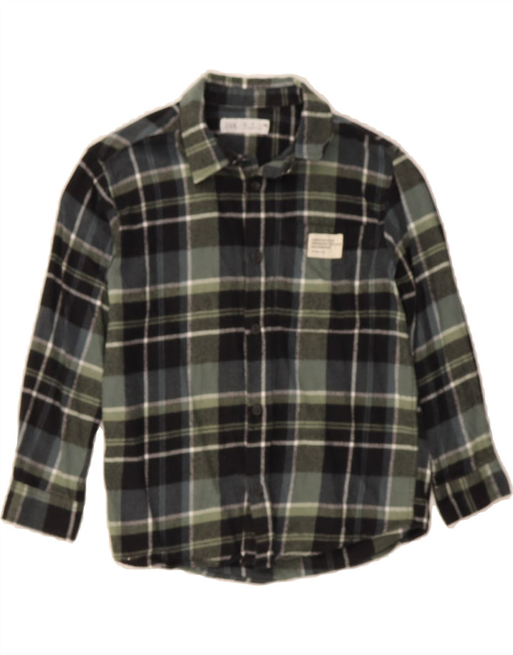 ZARA Boys Flannel Shirt 6-7 Years Green Check Cotton Vintage Zara and Second-Hand Zara from Messina Hembry 