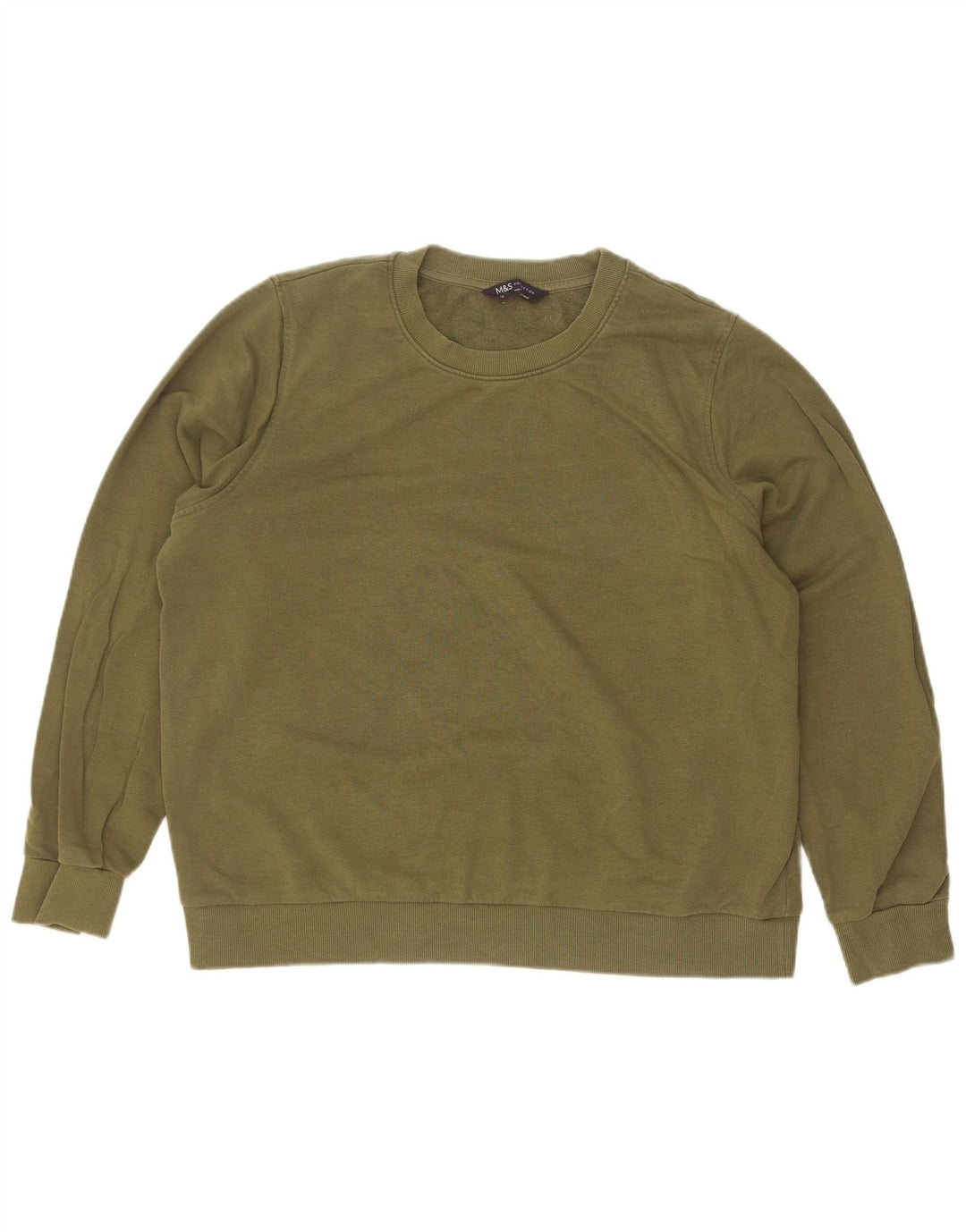 Marks & Spencer Dame Sweatshirt Jumper UK 16 Stor Khaki Bomuld