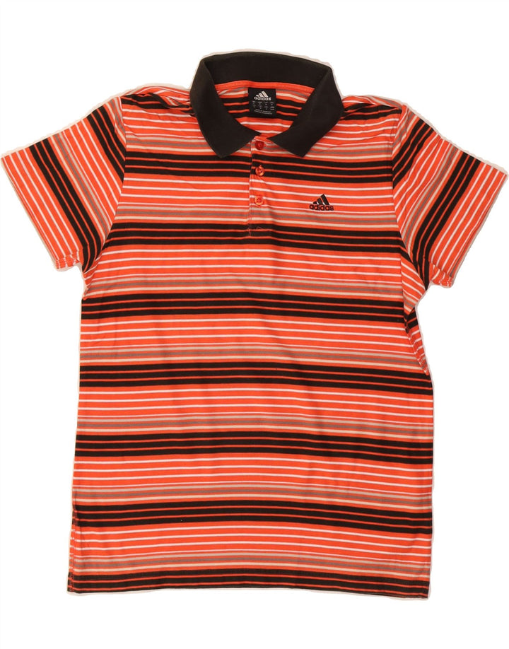 ADIDAS Mens Polo Shirt Medium Orange Striped Cotton Vintage Adidas and Second-Hand Adidas from Messina Hembry 