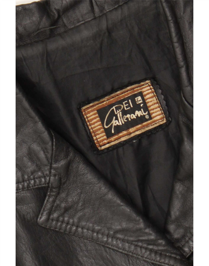 Vintage Dame Oversized 3 Button Læder Blazer Jacket UK 16 Large Black