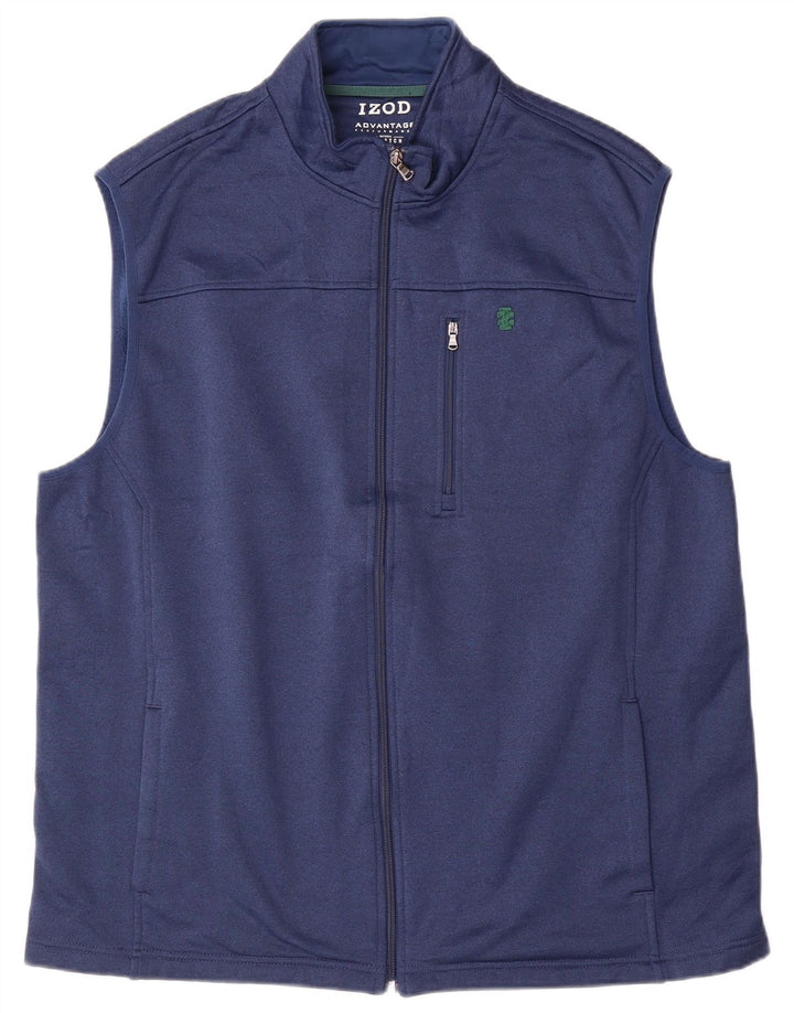 IZOD Træningsdragt uden ærmer til mænd, topjakke XL marineblå polyester