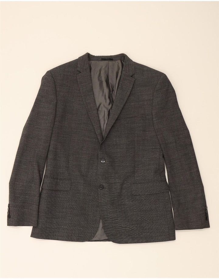 JOHN LEWIS Mens Slim Fit 2 Button Blazer Jacket UK 44 2XL Grey Wool Vintage John Lewis and Second-Hand John Lewis from Messina Hembry 