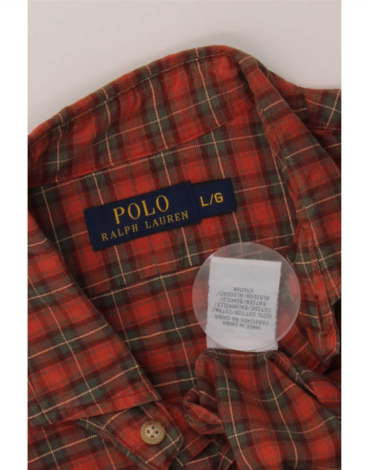 Polo Ralph Lauren herreskjorte stor orange ternet bomuld