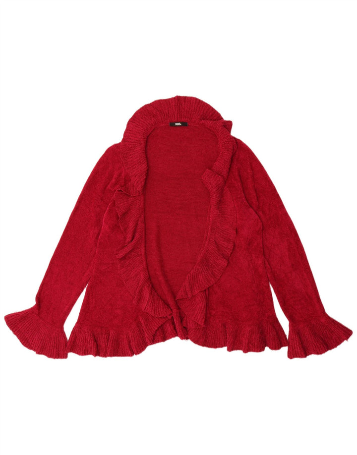 Marks & Spencer Dame Ruffle Open Cardigan Sweater UK 12 Medium Pink