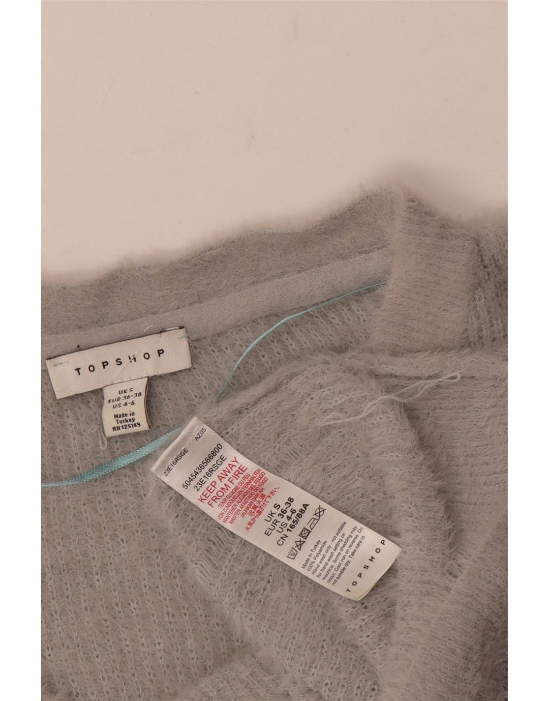 Topshop Womens Crop Oversized V-hals sweater UK 10 Small Grey