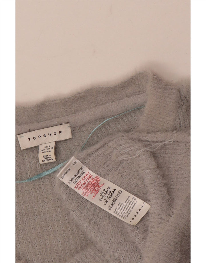 Topshop Womens Crop Oversized V-hals sweater UK 10 Small Grey