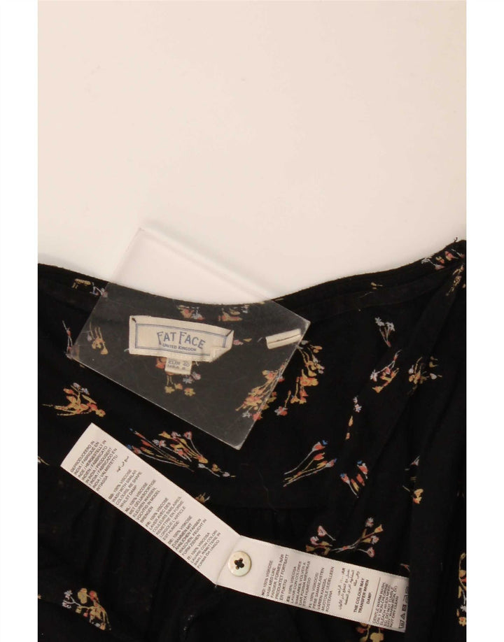 Fat Face Dame Oversized Tunika Top UK 14 Medium Black Floral Viscose