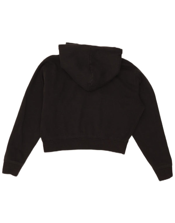 Tommy Hilfiger Dame Crop Graphic Hoodie Jumper UK 10 Small Black