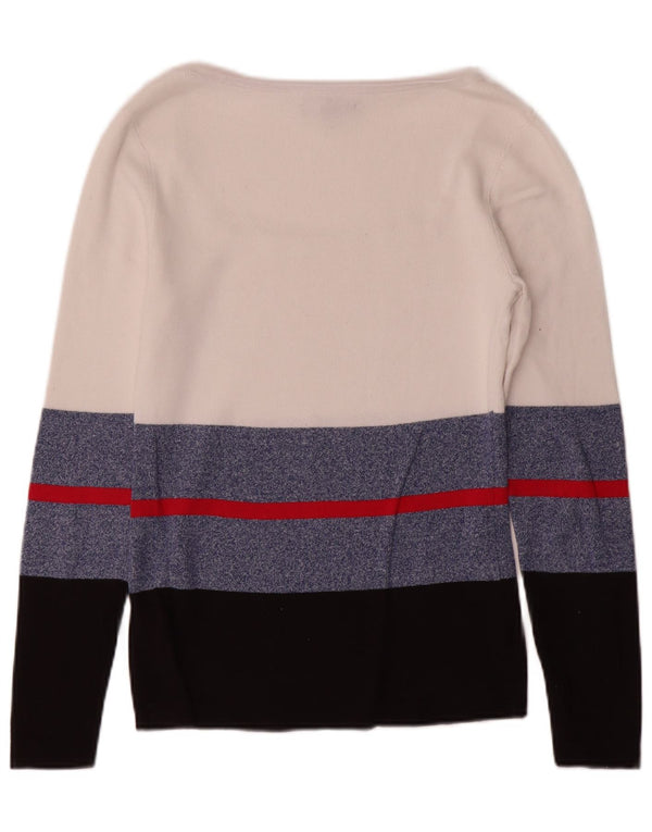 Tommy Hilfiger Dame Boat Neck Jumper Sweater UK 10 Small White