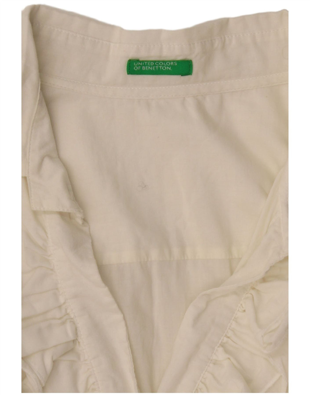 BENETTON Dame Flæse Front Shirt UK 14 Large Off White