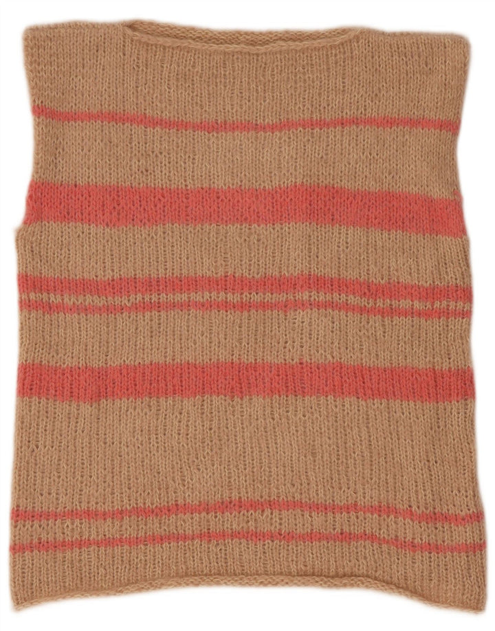 Vintage damevest tanktop UK 12 medium brun stribet