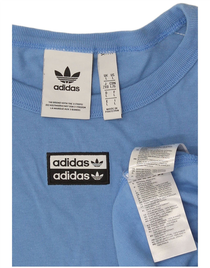 Adidas Herre Grafisk Top Langærmet Stor Blå Colourblock Bomuld