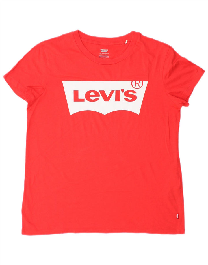 Levi's Dame Oversized grafisk T-shirt Top UK 10 Lille rød bomuld
