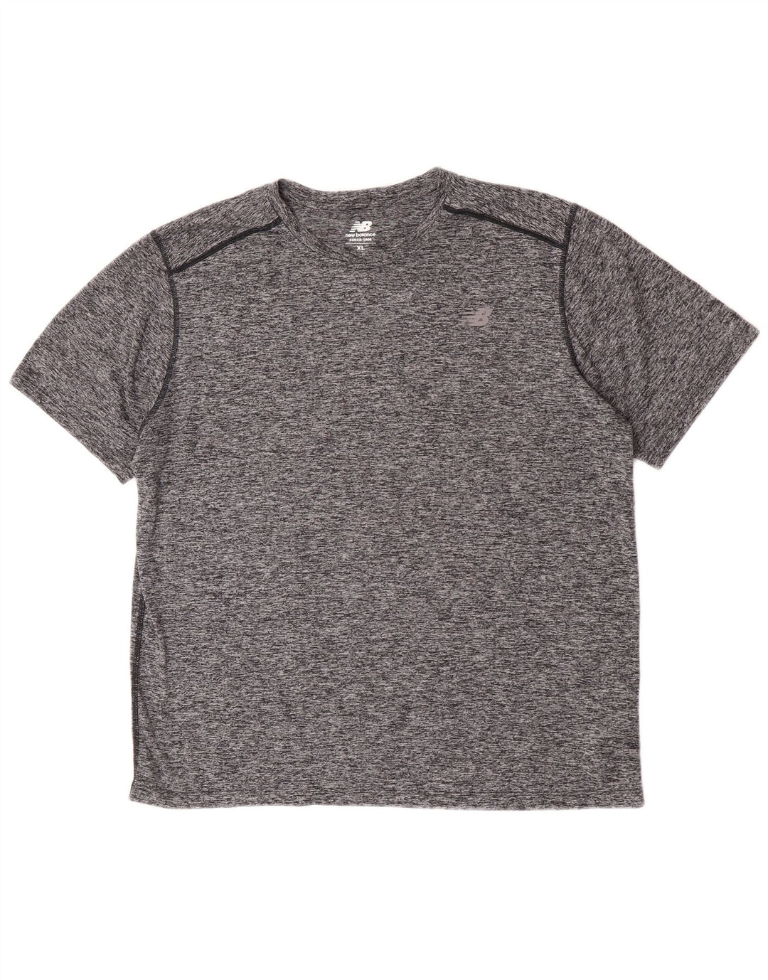 New Balance Herre T-Shirt Top XL Grå Flecked Polyester
