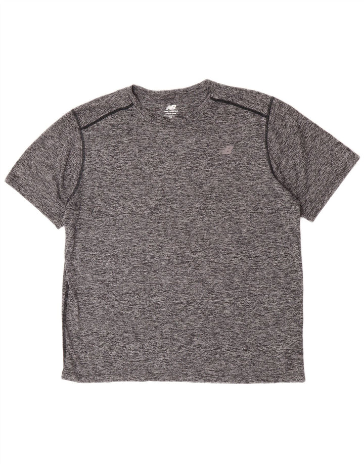 New Balance Herre T-Shirt Top XL Grå Flecked Polyester