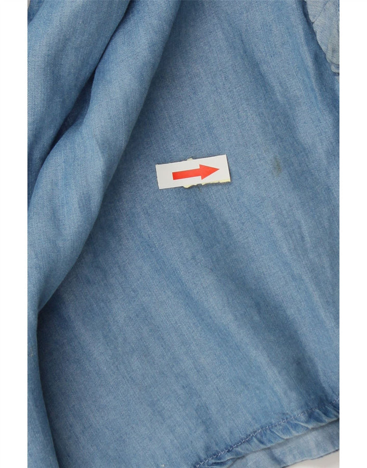 Marks & Spencer Dame Flæse Front Shirt UK 20 2XL Blå Bomuld