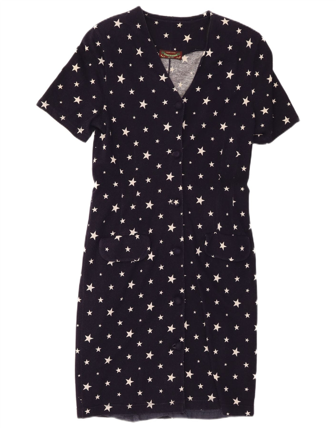 Fort & Madox Kvinders abstrakt mønster skjortekjole IT 44 Medium Navy Blue