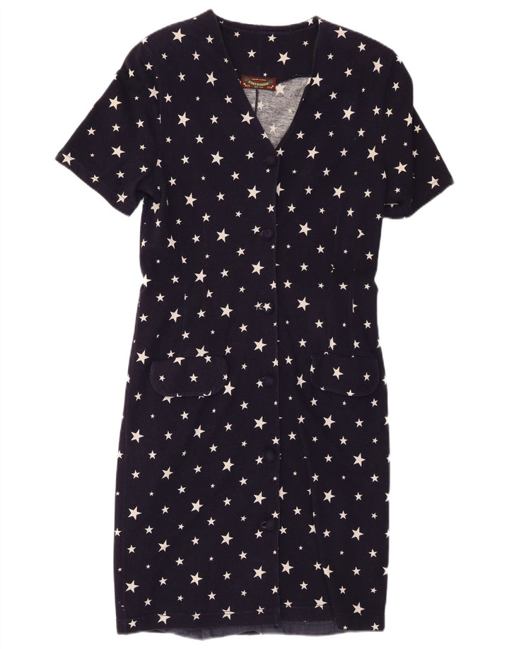 Fort & Madox Kvinders abstrakt mønster skjortekjole IT 44 Medium Navy Blue
