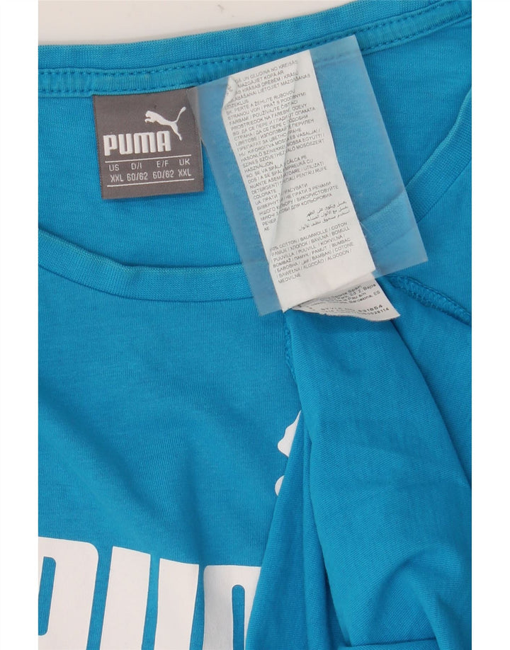 Puma Herre Grafisk T-Shirt Top 2XL Blå Bomuld