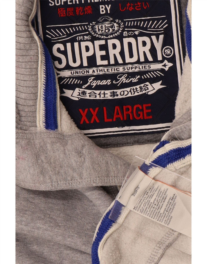 SUPERDRY Herre grafisk knap-hals sweatshirt 2XL grå Flecked