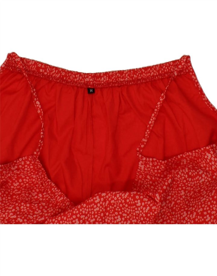 VINTAGE Womens Sundress UK 14 Medium Red Floral Vintage Vintage and Second-Hand Vintage from Messina Hembry 