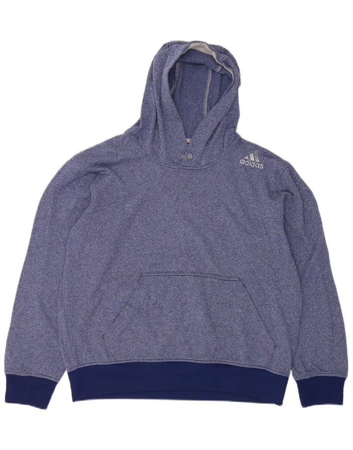 Adidas Herre Climawarm Hoodie Jumper Large Blue Flecked Polyester