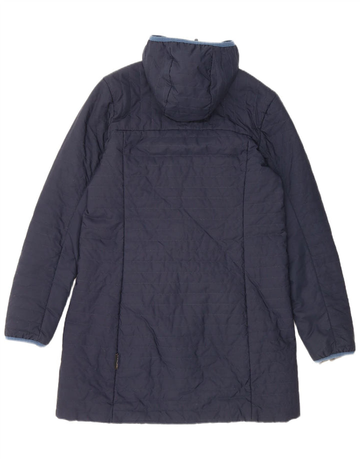 Jack Wolfskin Dame Hætte Polstret Frakke UK 12 Medium Navy Blue Polyester