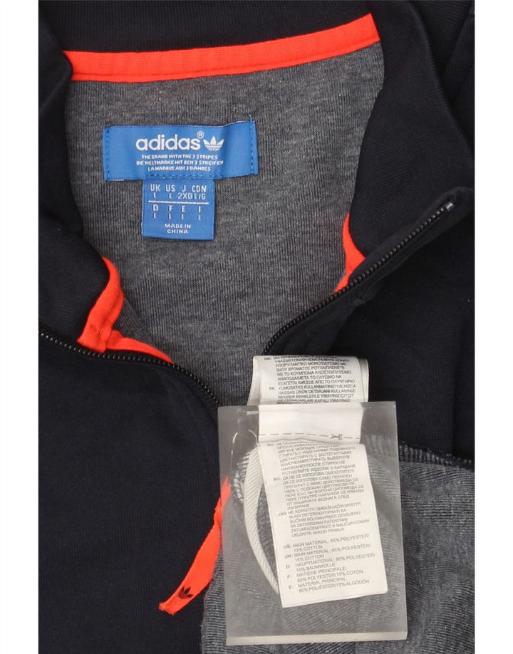 Adidas Sweatshirt med lynlås til mænd, stor marineblå farveblok
