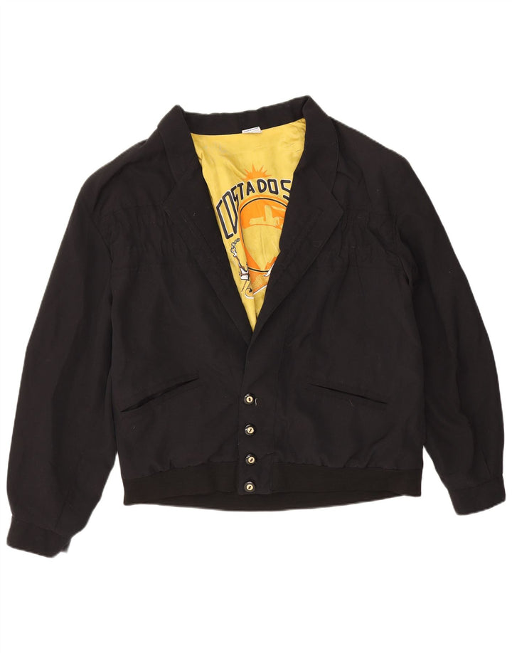 Vintage bomberjakke til mænd, stor sort bomuld