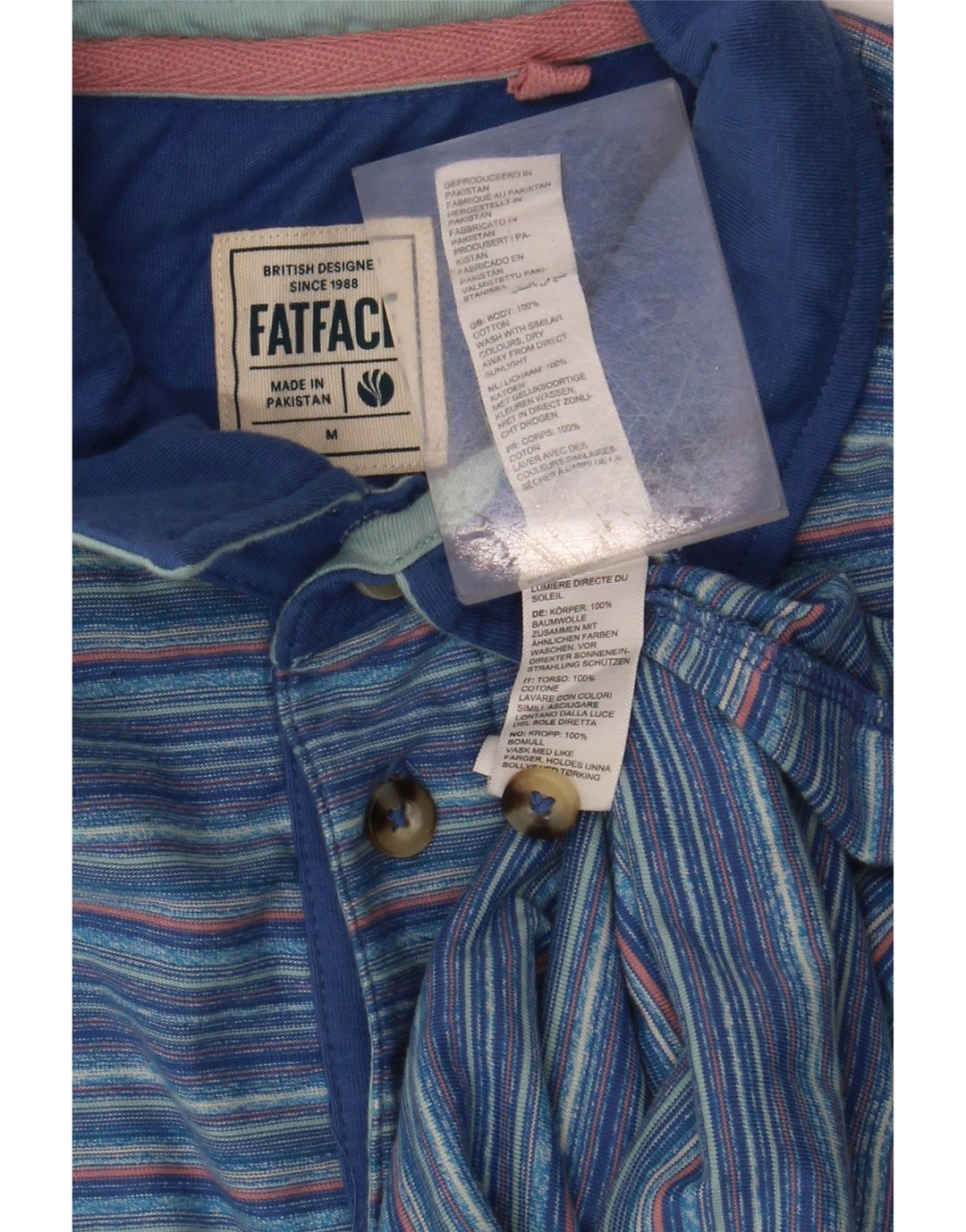 FAT FACE Poloshirt til mænd mellemblå stribet bomuld