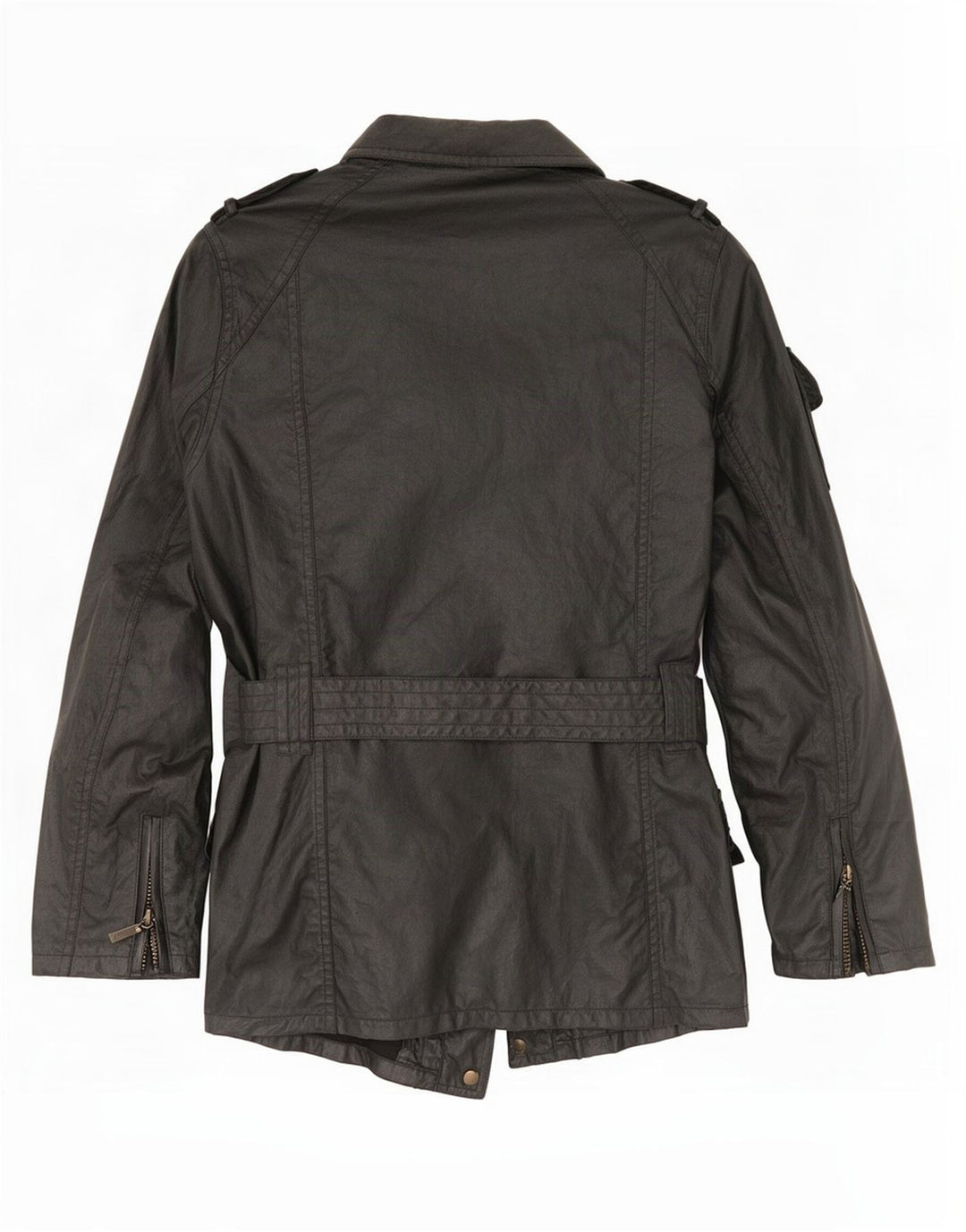 Barbour Militærjakke i imiteret læder til kvinder UK 14 Stor sort polyester