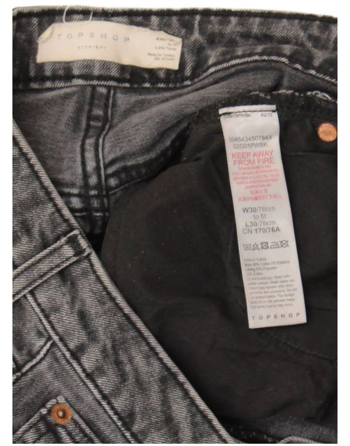Topshop Dame Crop Straight Jeans W30 L23 Grå Bomuld